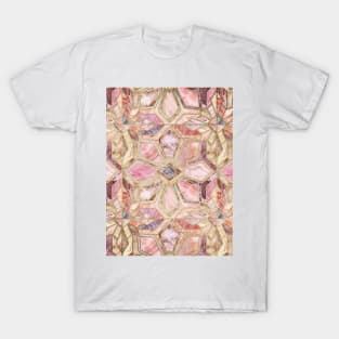 Geometric Gilded Stone Tiles in Blush Pink, Peach and Coral T-Shirt